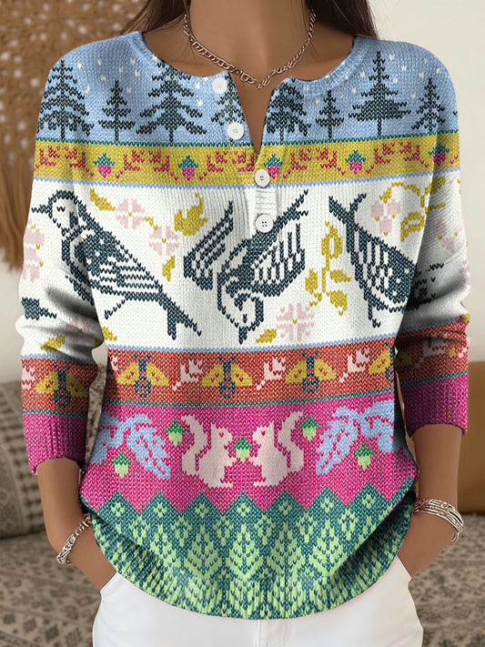 Women's Winter Forest Animals Knit Sweater