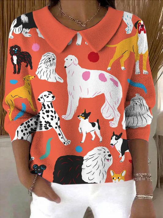 Women's Colorful Animals Printed Soft Sweater Top