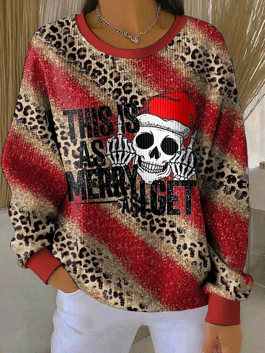 Women's Gothic Christmas Printed Round Neck Long Sleeved Sweatshirt