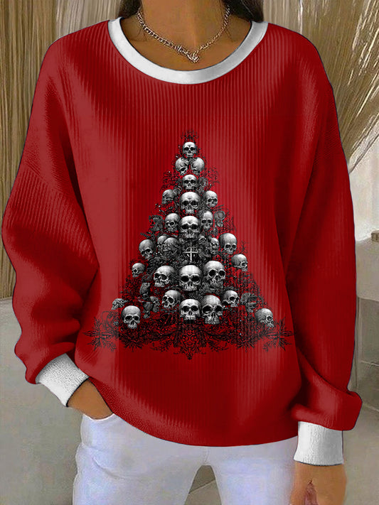 Women's Gothic Christmas Printed Round Neck Long Sleeved Sweatshirt