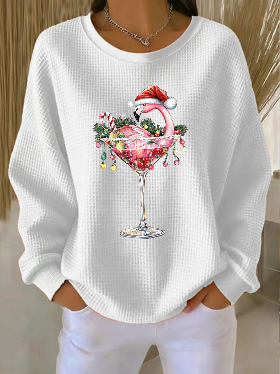 Women's Christmas Flamingo Print Casual Sweatshirt
