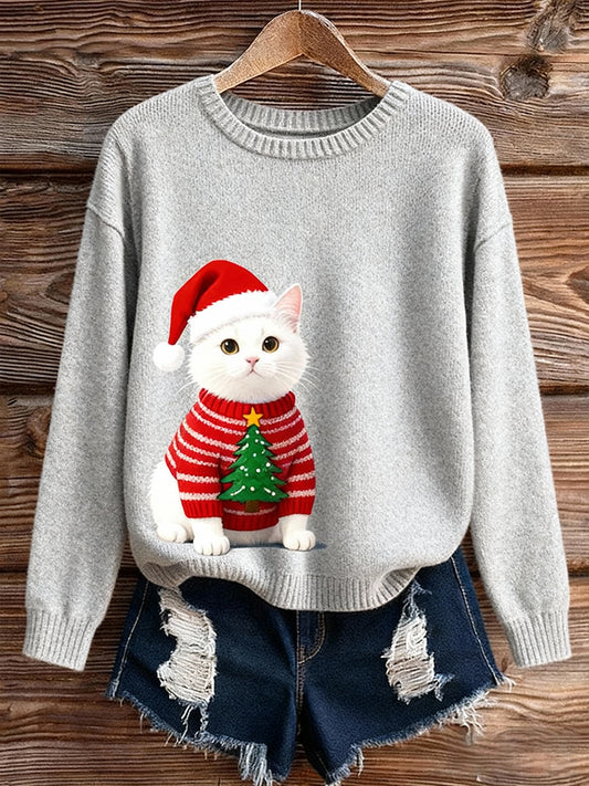 Women's Christmas Tree Cat Sweaters