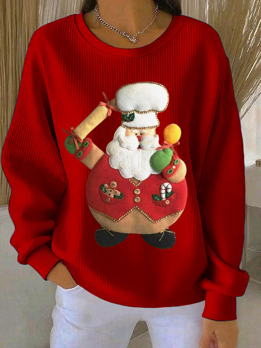 Women's Santa's Chef Loose-Fit Crewneck Pullover