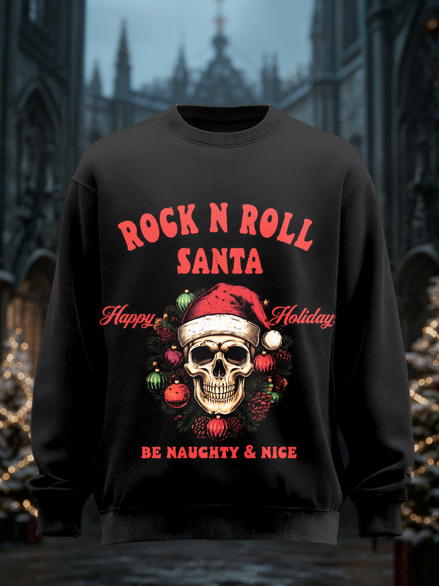 Men's Gothic Christmas Printed Long Sleeved Round Neck Sweatshirt
