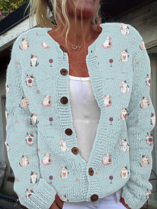 Women's Animal Print Cardigan-Style Knit Jacket