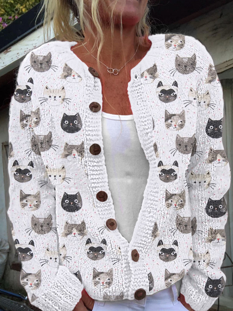 Women's Animal Print Cardigan-Style Knit Jacket