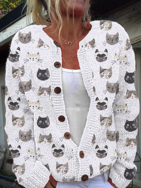 Women's Animal Print Cardigan-Style Knit Jacket