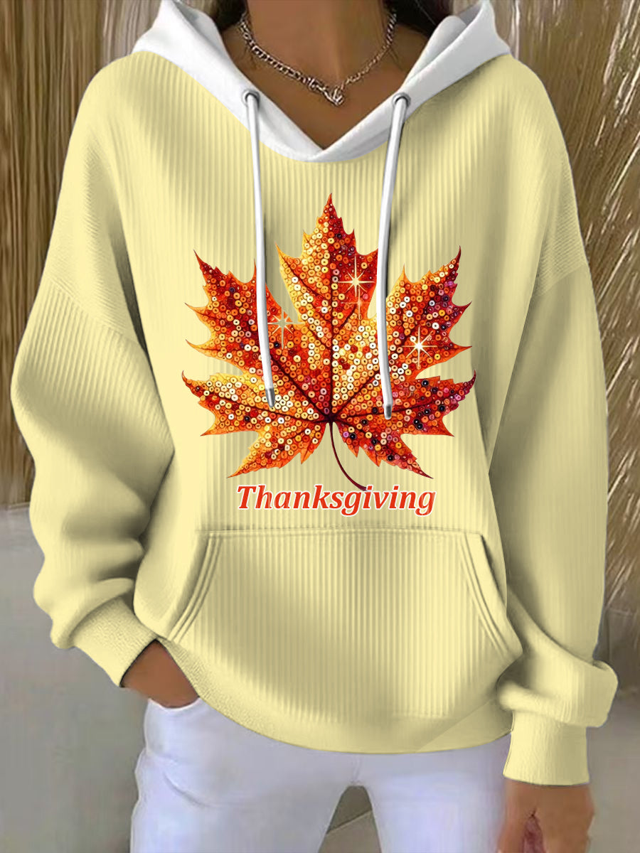 Women's Thanksgiving 3D Maple Leaf Hooded Sweatshirt