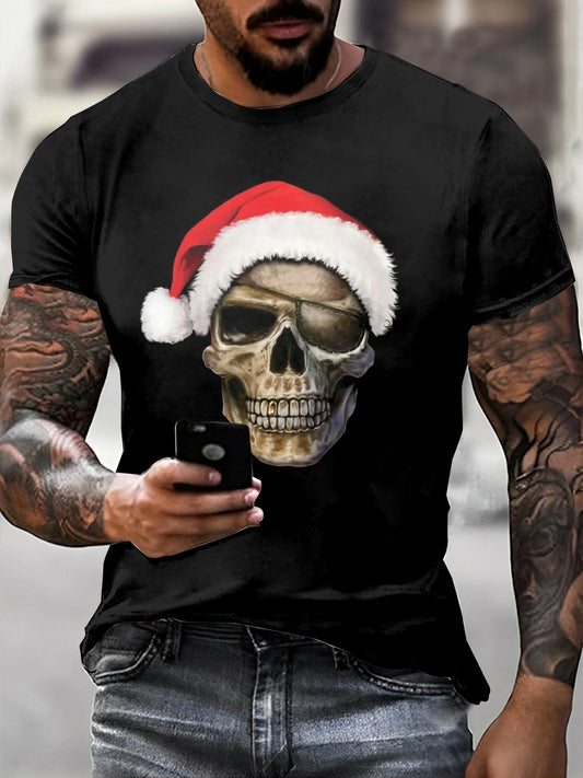 Gothic Santa Claus Printed Vintage Fashion Loose Short Sleeve T-Shirt