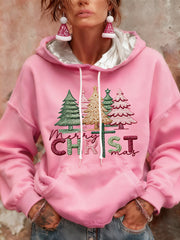 Women’s Christmas Tree Print Casual Sweatshirt Pink / S