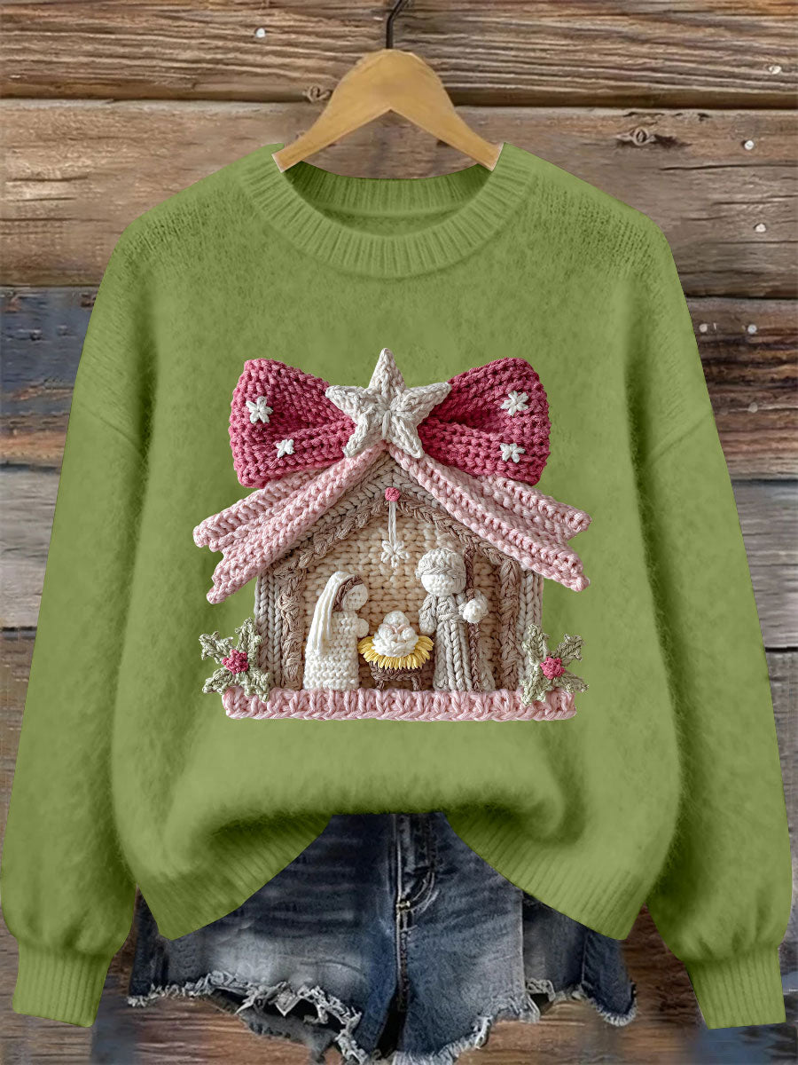 Women's Nativity Print Casual Sweatshirt