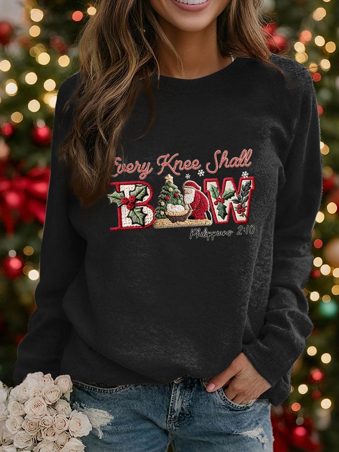 Women's Christmas combined with faith print raglan sleeve sweatshirt