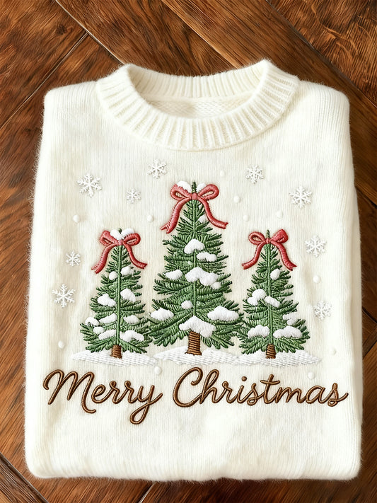 Women's Merry Christmas Christmas Tree Art Print Sweater
