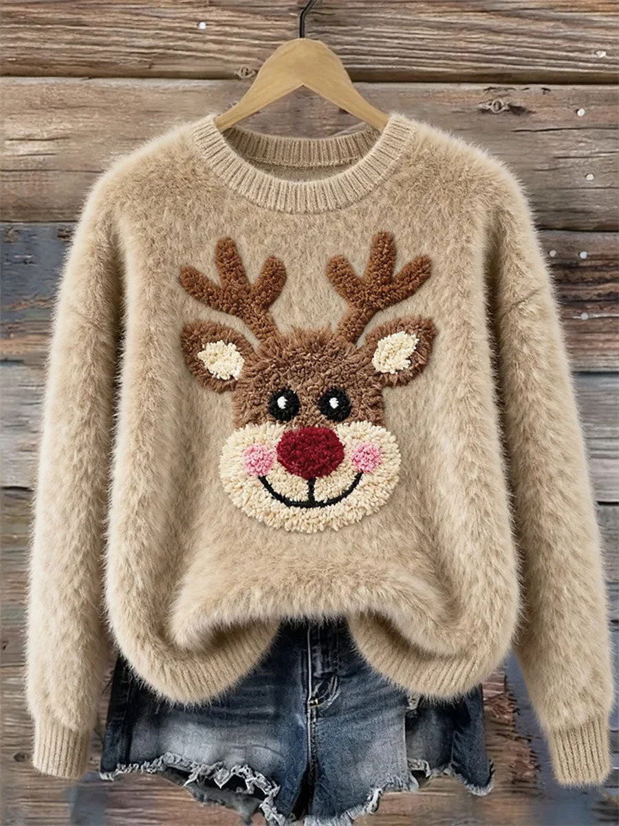 Women's Christmas Reindeer Print Casual Top
