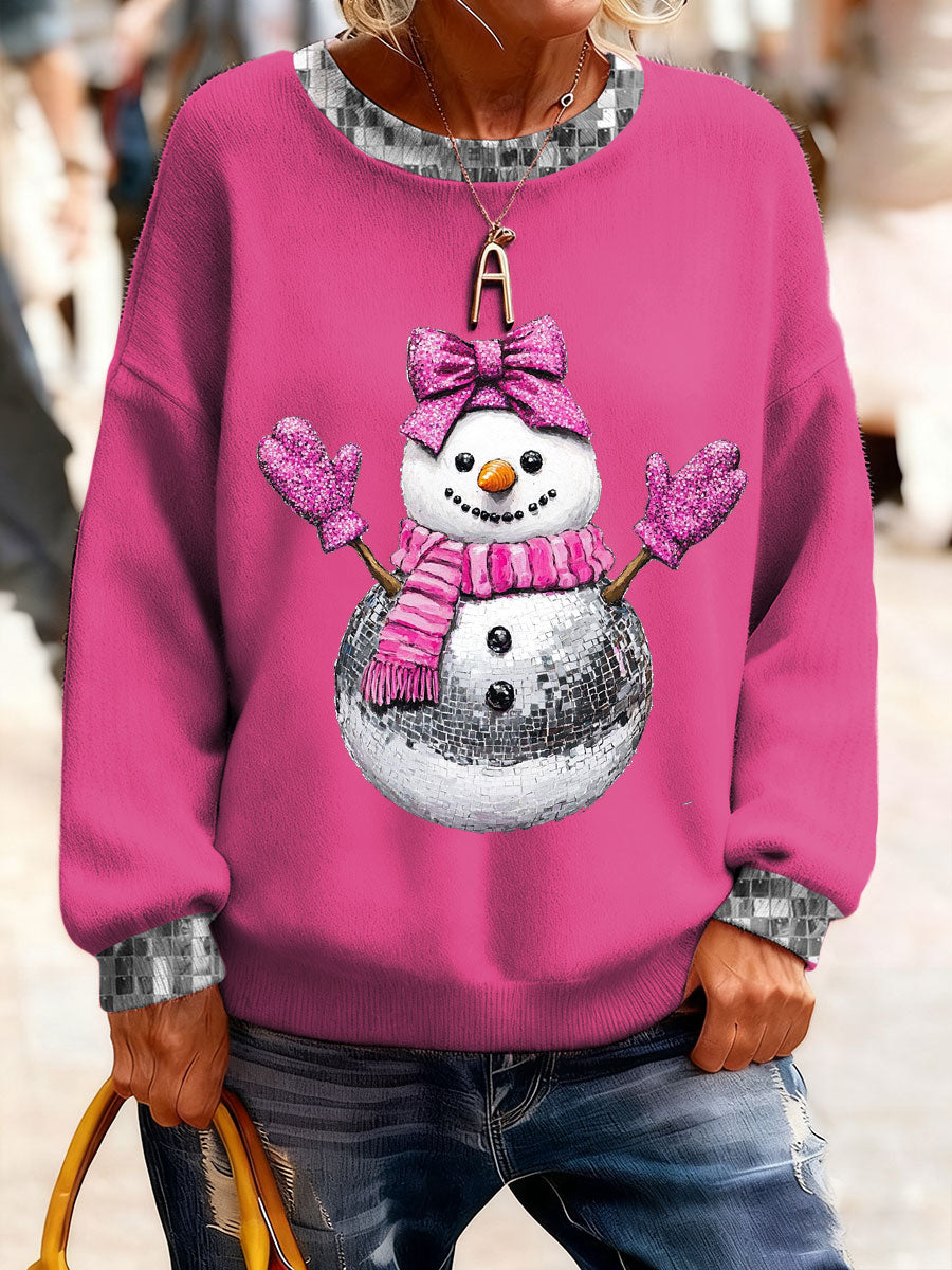 Women's Christmas Funny Snowman Winter Printed Tops