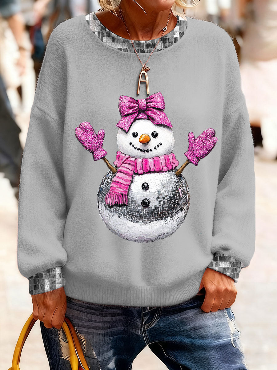 Women's Christmas Funny Snowman Winter Printed Tops
