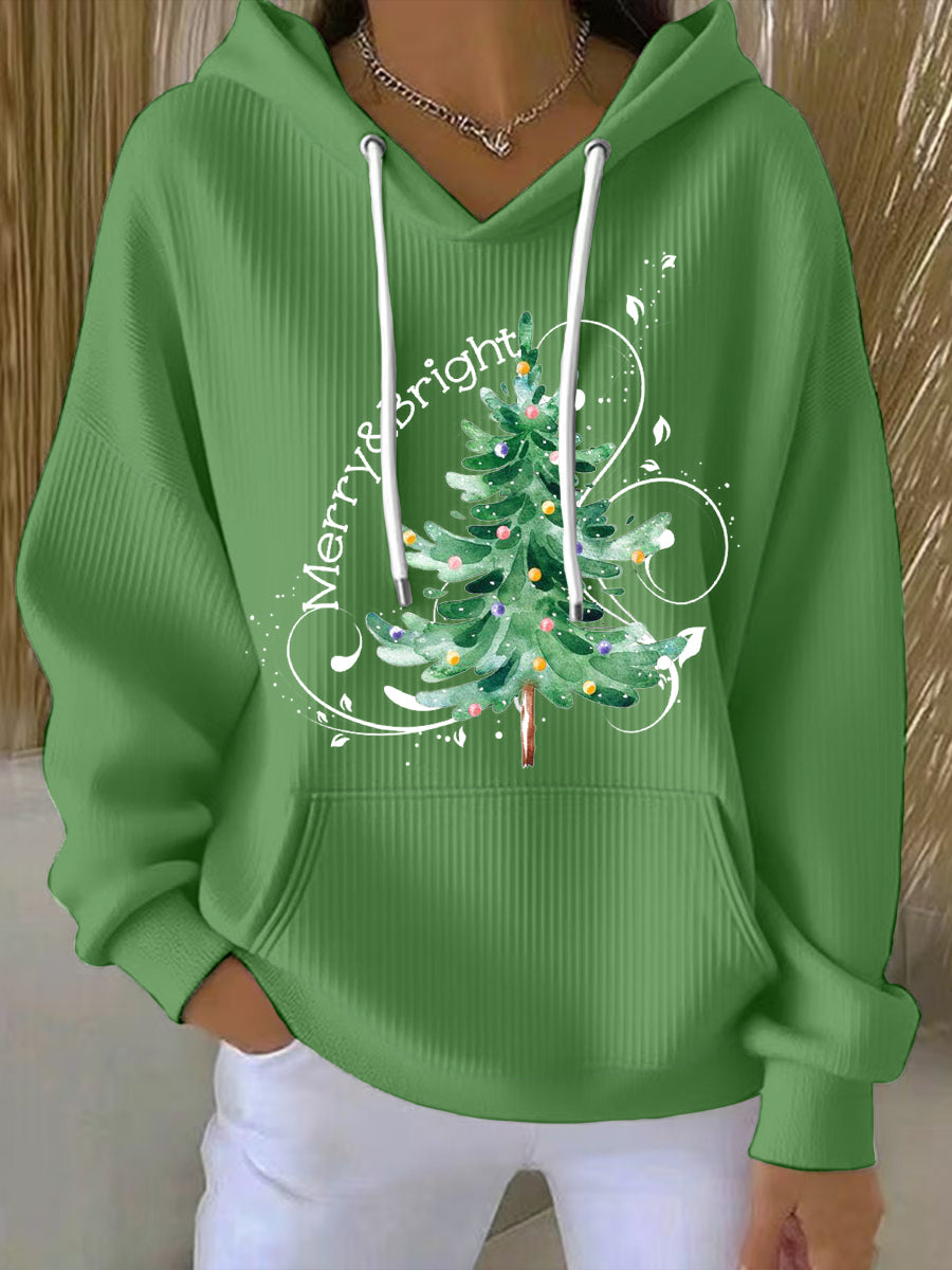 Women's Christmas Tree Print Casual Hoodie