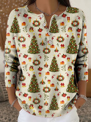 Women’s Christmas Tree Art Print Buttoned Cardigan Sweater Yellow / S
