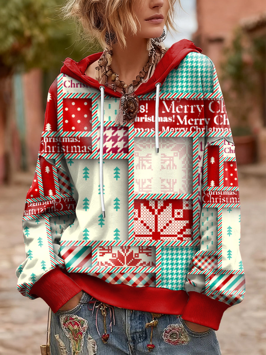 Women's Christmas Tartan Hooded Sweatshirt