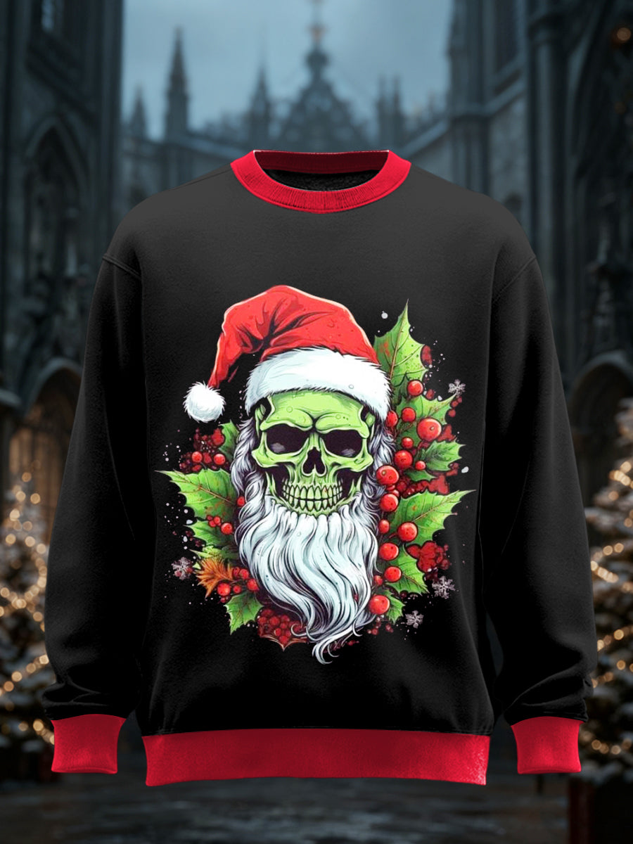 Unisex Gothic Christmas Printed Round Neck Long Sleeved Sweatshirt