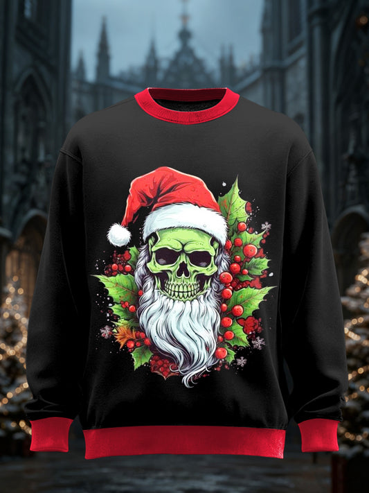 Unisex Gothic Christmas Printed Round Neck Long Sleeved Sweatshirt