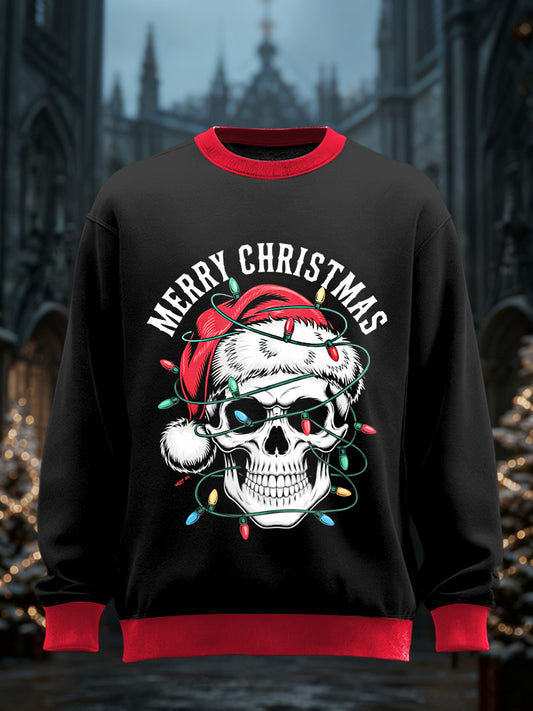 Unisex Gothic Christmas Printed Round Neck Long Sleeved Sweatshirt