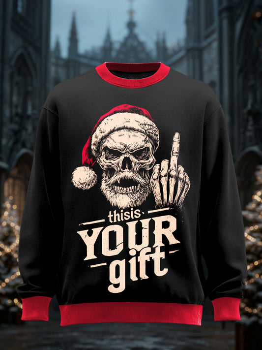 Unisex Gothic Christmas Printed Round Neck Long Sleeved Sweatshirt