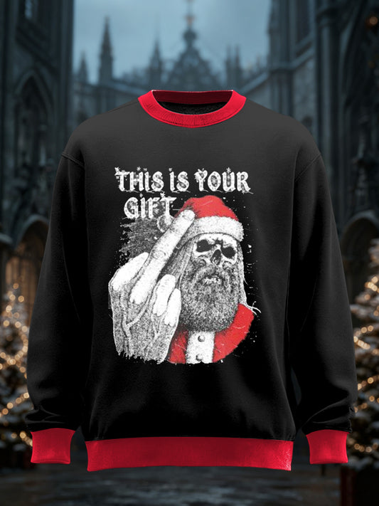 Unisex Gothic Christmas Printed Round Neck Long Sleeved Sweatshirt