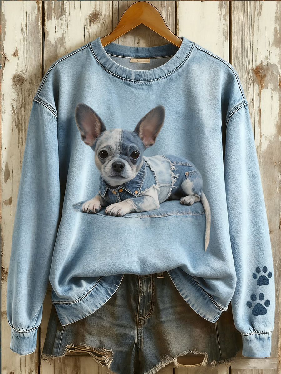 Women's Vintage Art Animal Print Comfort Knit Top