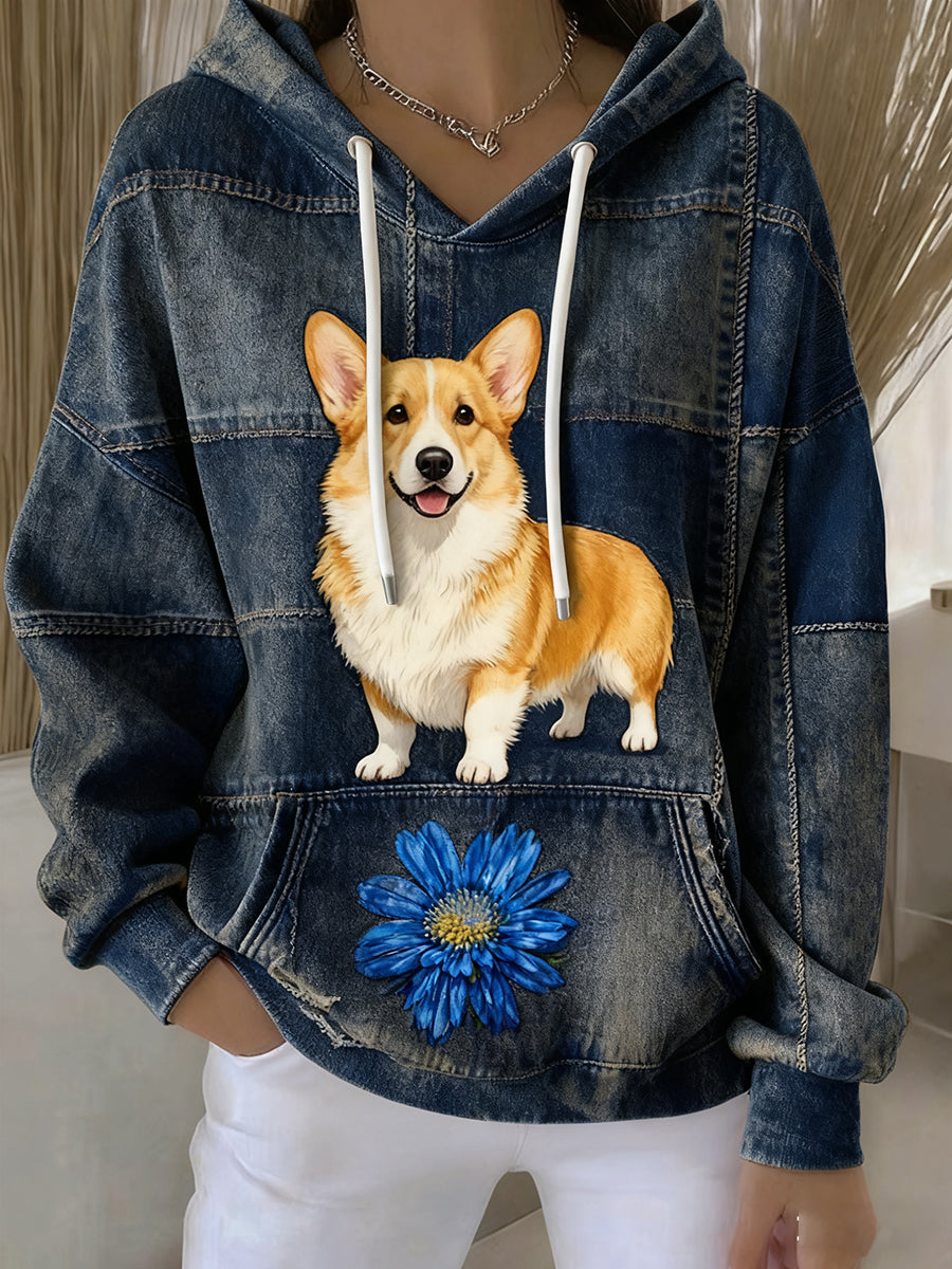 Women's Vintage Animal Art Print Casual Retro Hoodie