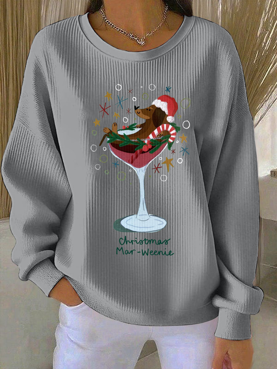 Women's Christmas Dog Print Casual Sweatshirt