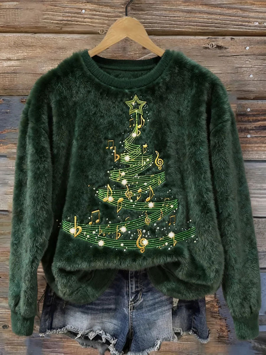 Women's Christmas Tree Art Print Casual Top