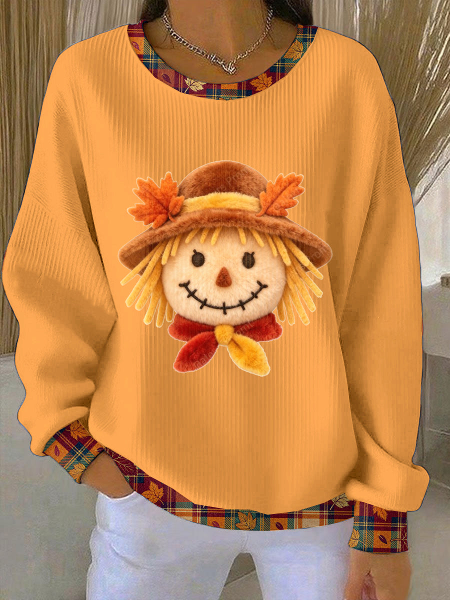 Women's Thanksgiving Doll Loose-Fit Crewneck Pullover