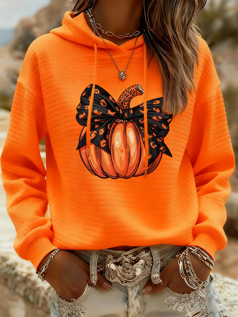 Women's Thanksgiving Art Print Waffle Sweatshirt