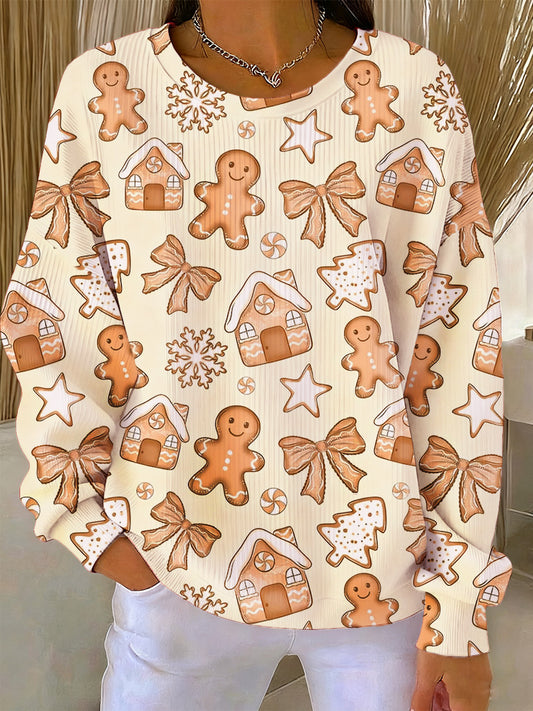 Women's Christmas Art Print Long Sleeve Sweatshirt