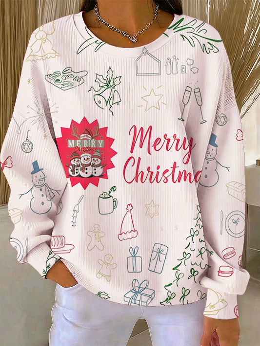 Women's Christmas Art Print Long Sleeve Sweatshirt