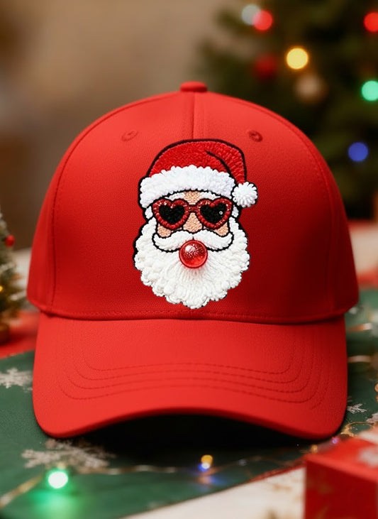 Retro Christmas Santa Claus Blowing Bubbles Casual Print Washed Hat