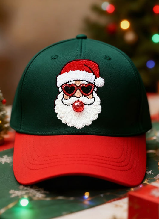 Retro Christmas Santa Claus Blowing Bubbles Casual Print Washed Hat