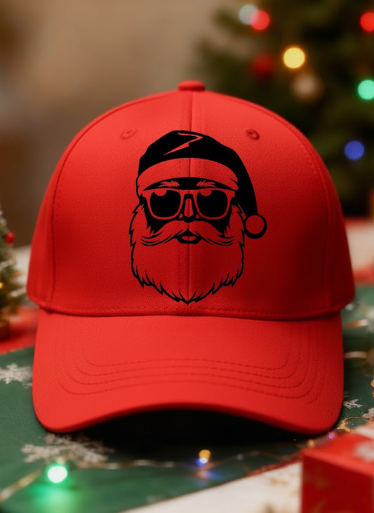Retro Christmas Santa Sunglasses Casual Print Washed Hat