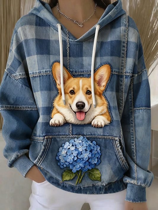 Women's Vintage Animal Art Print Casual Retro Hoodie