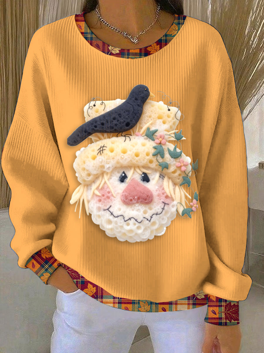 Women's Autumn Creative Patchwork Loose-Fit Crewneck Pullover