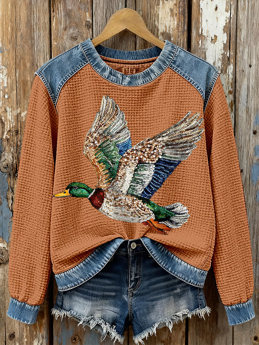 Women's Wild Duck Flying Waffle Sweatshirts