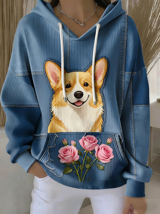 Women's Vintage Animal Art Print Casual Retro Hoodi