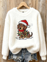 Women’s Vintage Christmas Art Print Cozy Flannel Sweatshirt A / S
