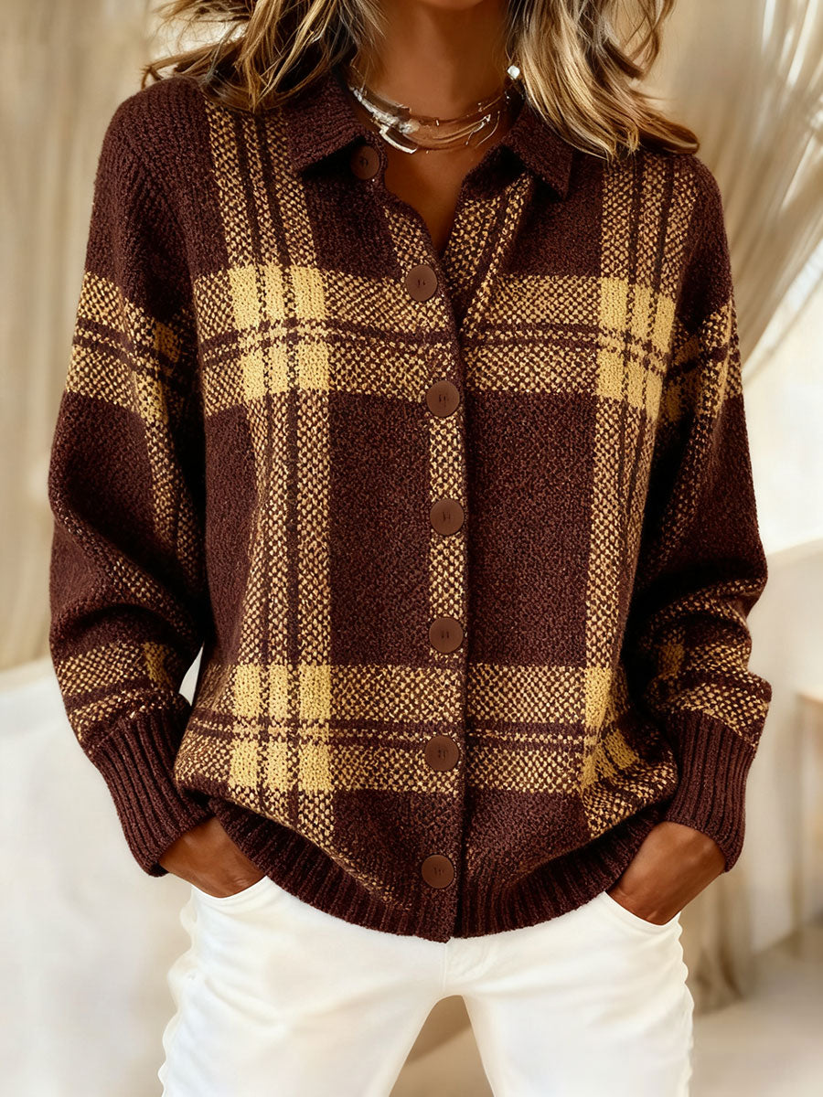 Women's Autumn Winter Style Plaid Art Printed Tops