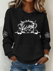 Women’s Highland Cow Print Casual Top Black / S