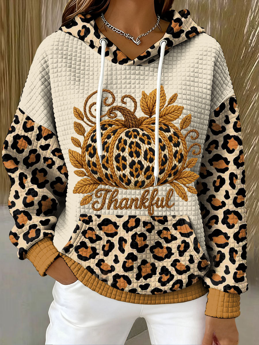 Women's Autumn Thanksgiving Faux Yarn Printed Hoodie