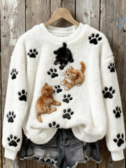 Women’s Retro Animal Art Print Comfortable Flannel Sweatshirt A / S