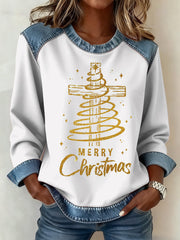 Women’s Christmas Pattern Patchwork Art Sweatshirt White / S