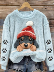 Women’s Retro Animal Christmas Art Print Casual Flannel Top A / S